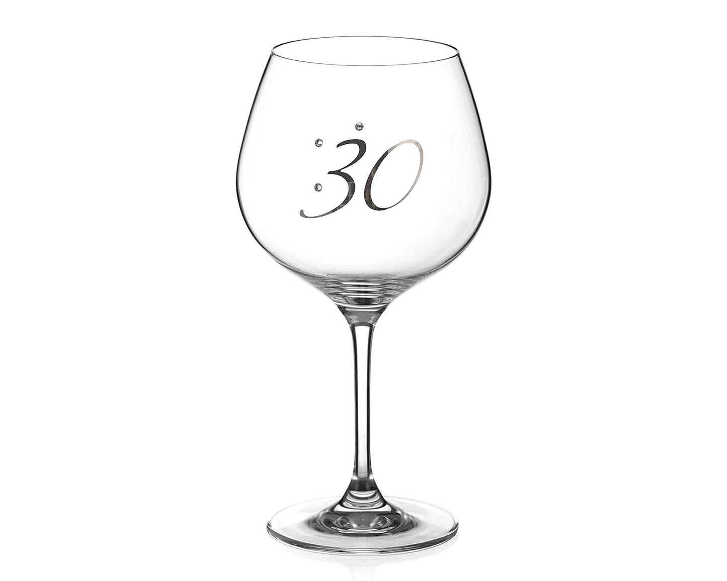 Diamante Swarovski Crystals 30th Birthday Gin Copa Glass Pl