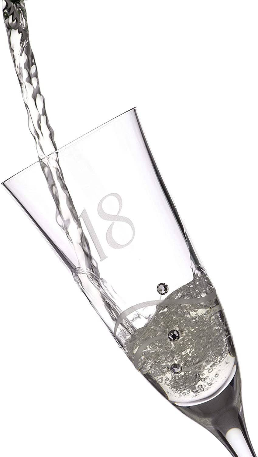 Diamante Swarovski 18th Birthday Champagne Glass – Single C