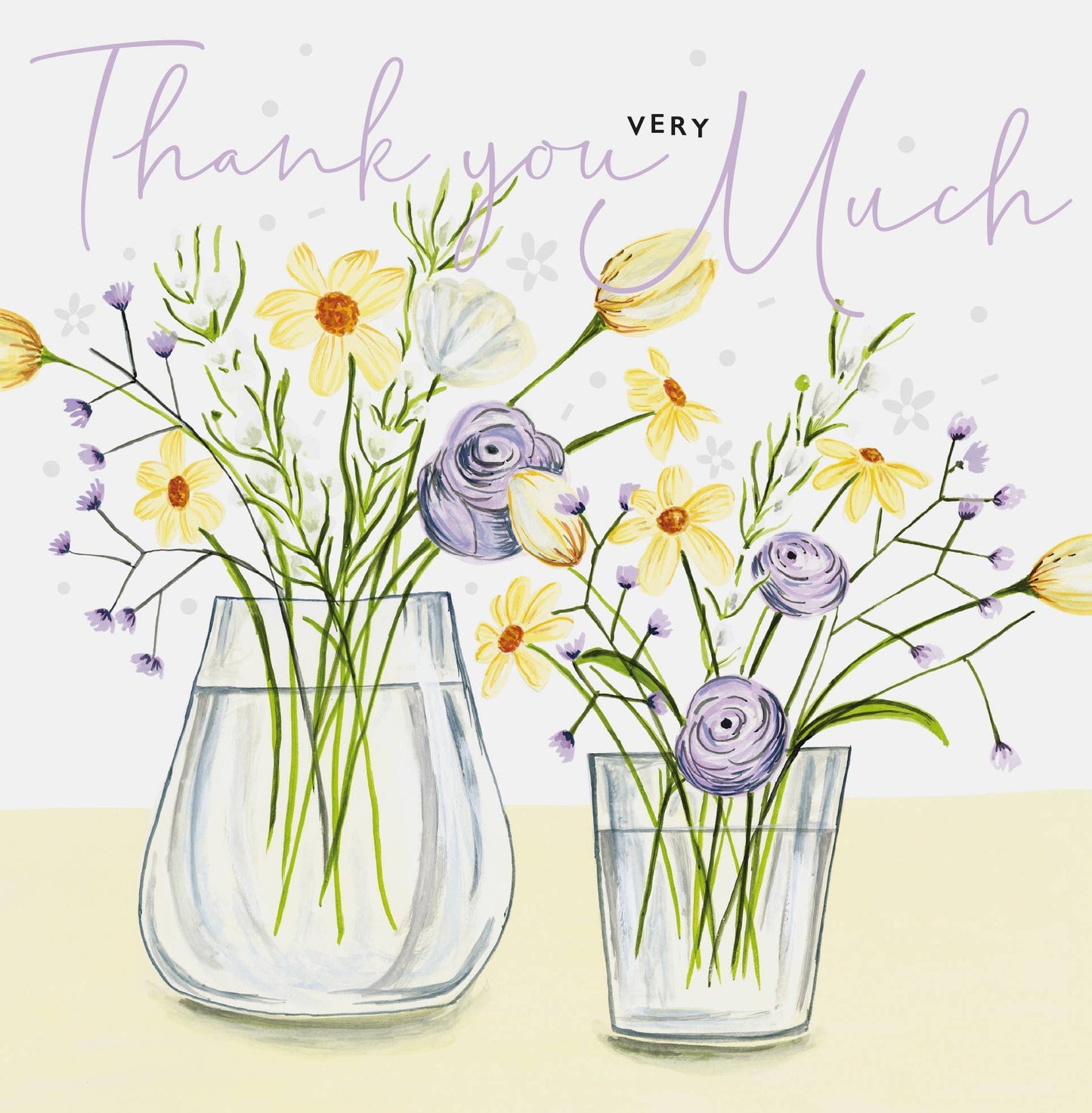 Card - Thank You Very Much - 2 Vases Of Flowers
