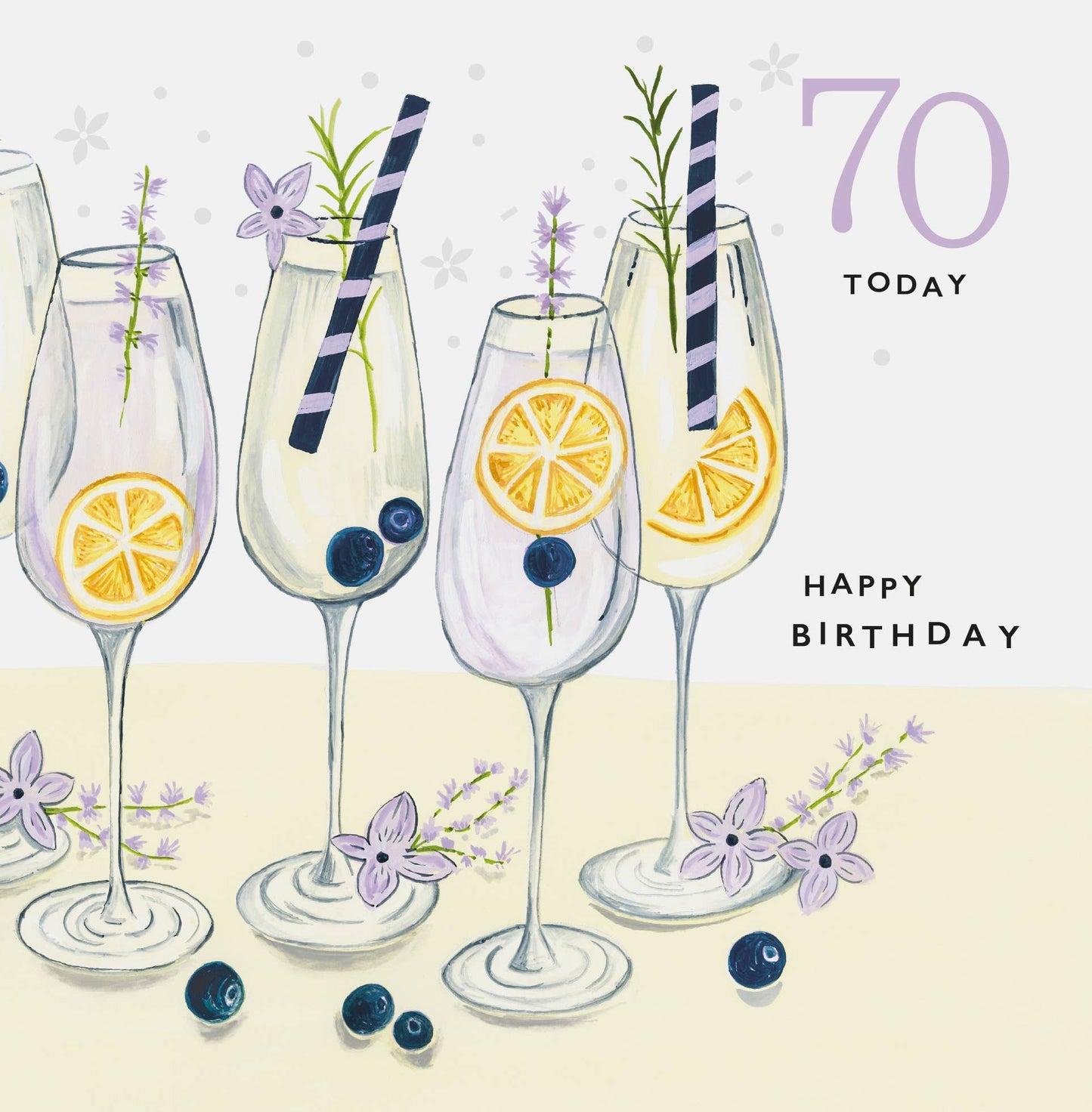 Card - 70 Today Happy Birthday - 4 Champagne Flutes