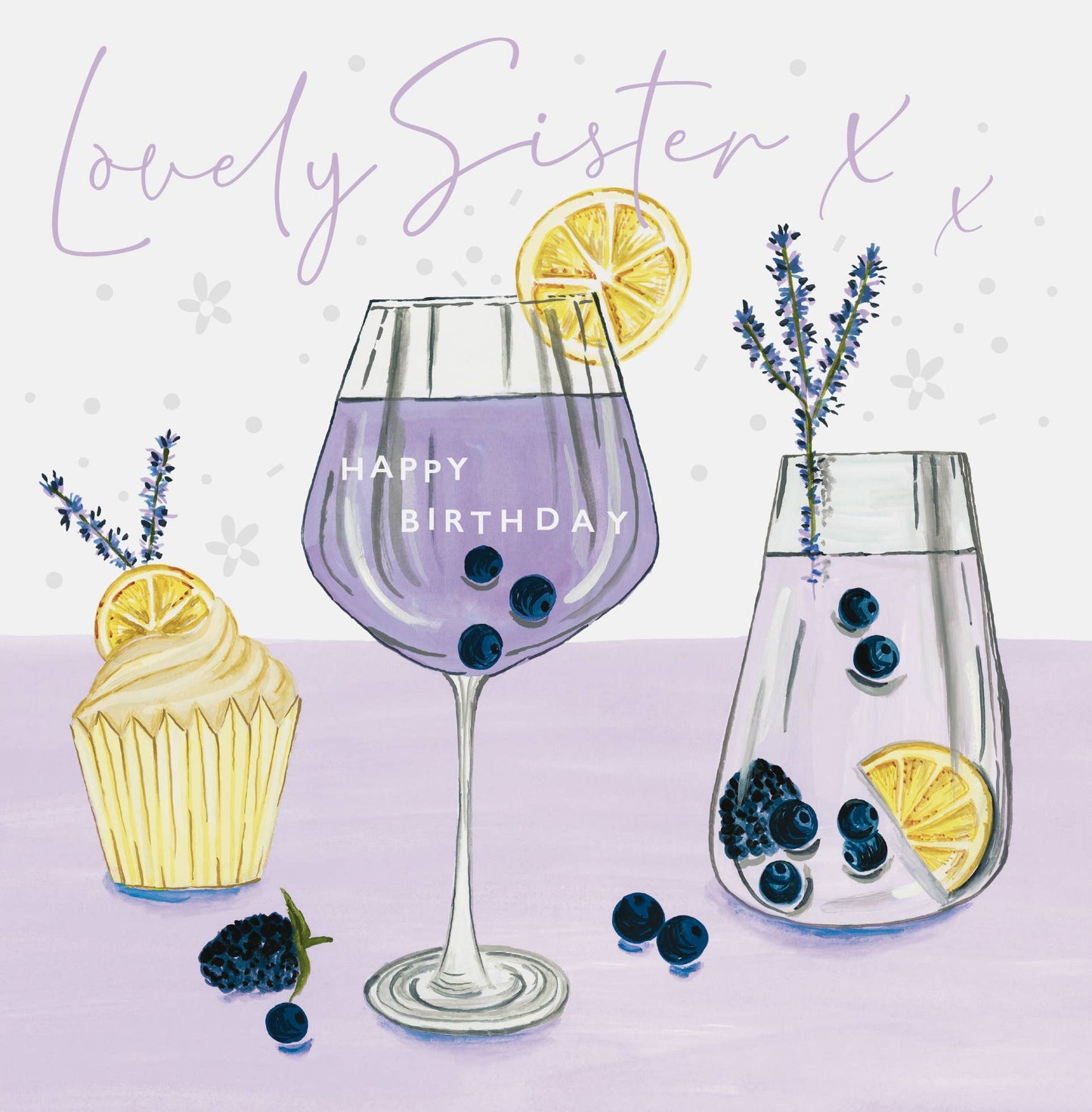 Lovely Sister Birthday Card With Cocktail & Cupcake