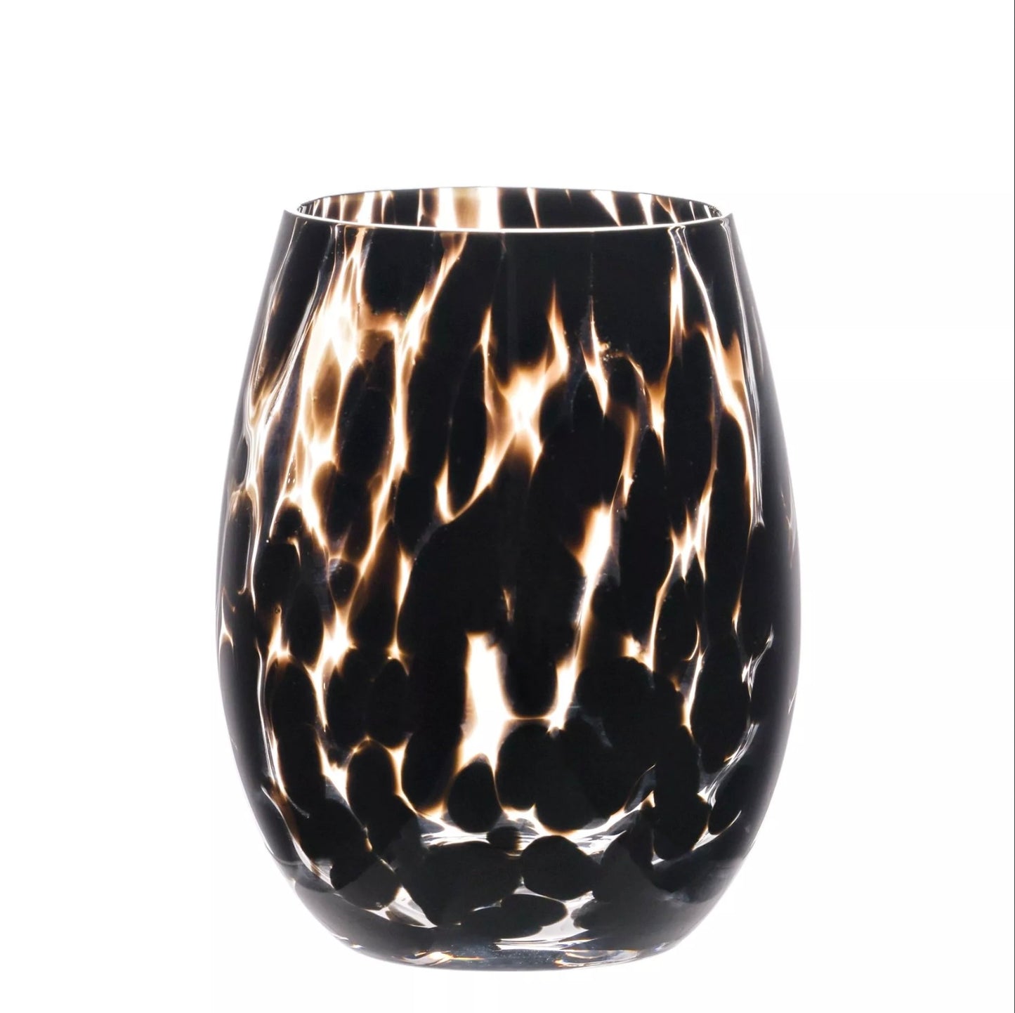 Dark Brown Tortoise Shell Set of 2 Tumbler Glass