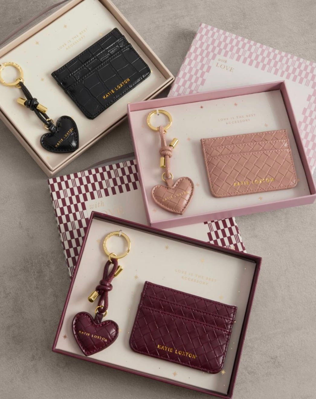 Katie Loxton | Black Faux Croc Gift Boxed Keyring & Card Holder