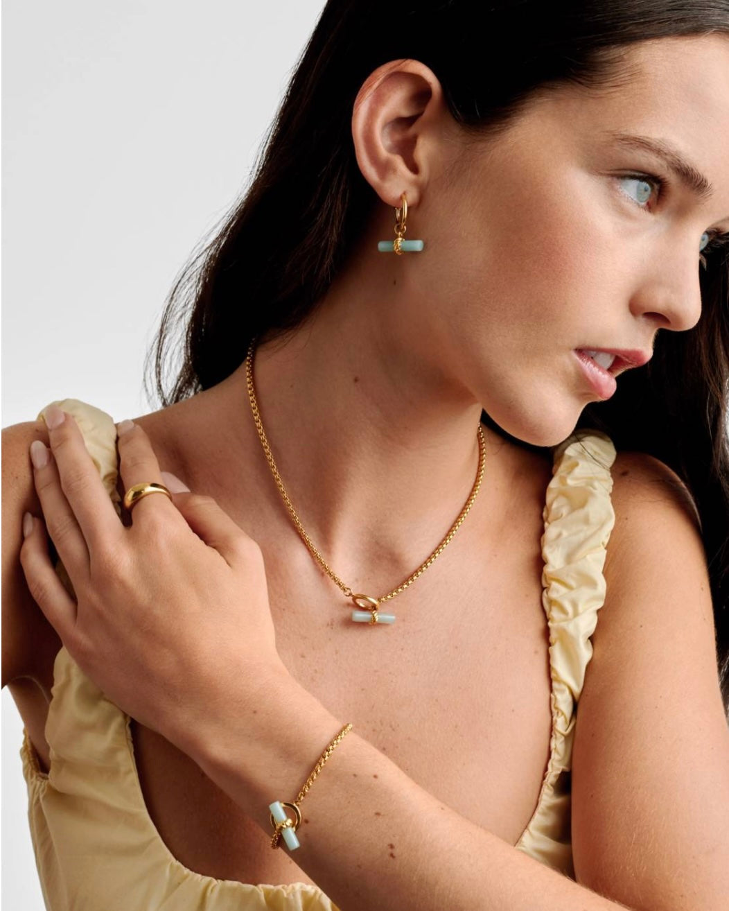 Katie Loxton | Azura Waterproof Gold T-Bar Hoop Earrings