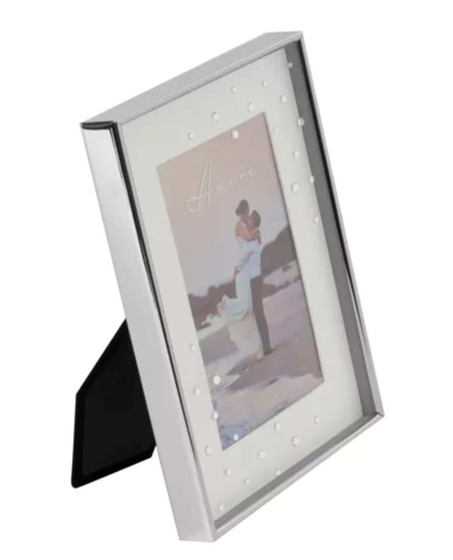 Amore Silverplated Frame with Crystals 6"x4"