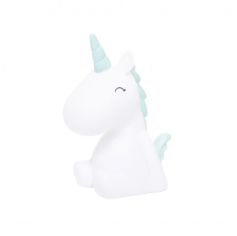 Mini White Unicorn with Pastel Blue Mane Colour Changing LED Nightlight