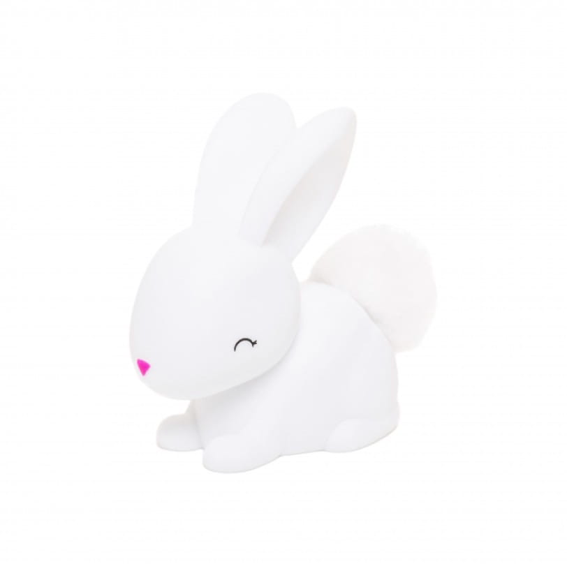 Mini White Bunny with Fluffy Faux Fur Pom Tail Colour Changing LED Nightlight