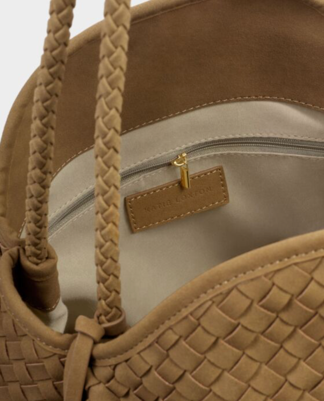 Katie Loxton | Light Caramel Nova Hand Woven Suedette Large Shoulder Bag