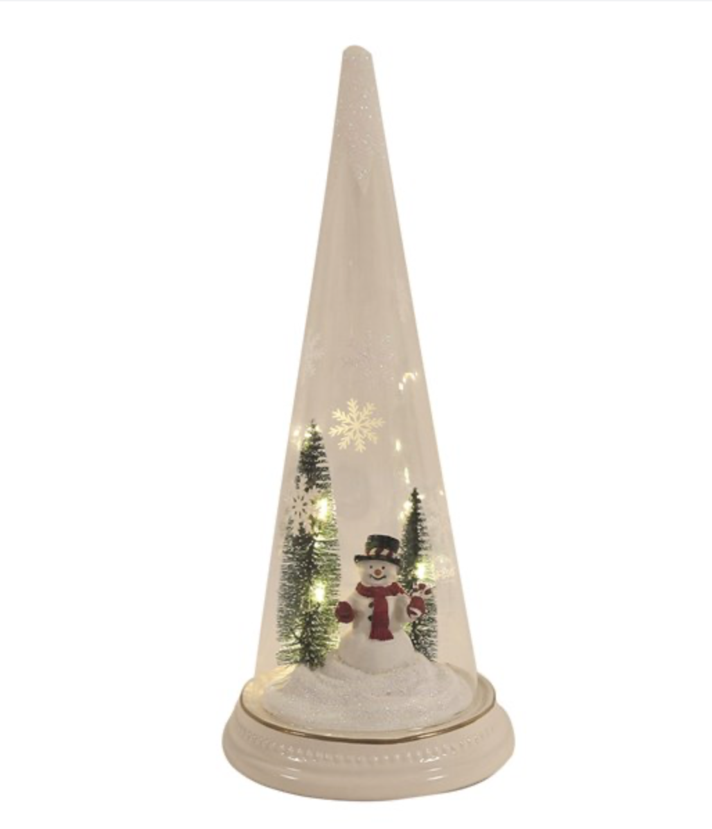 LED Snowman Glass Tree Decoration 28cm