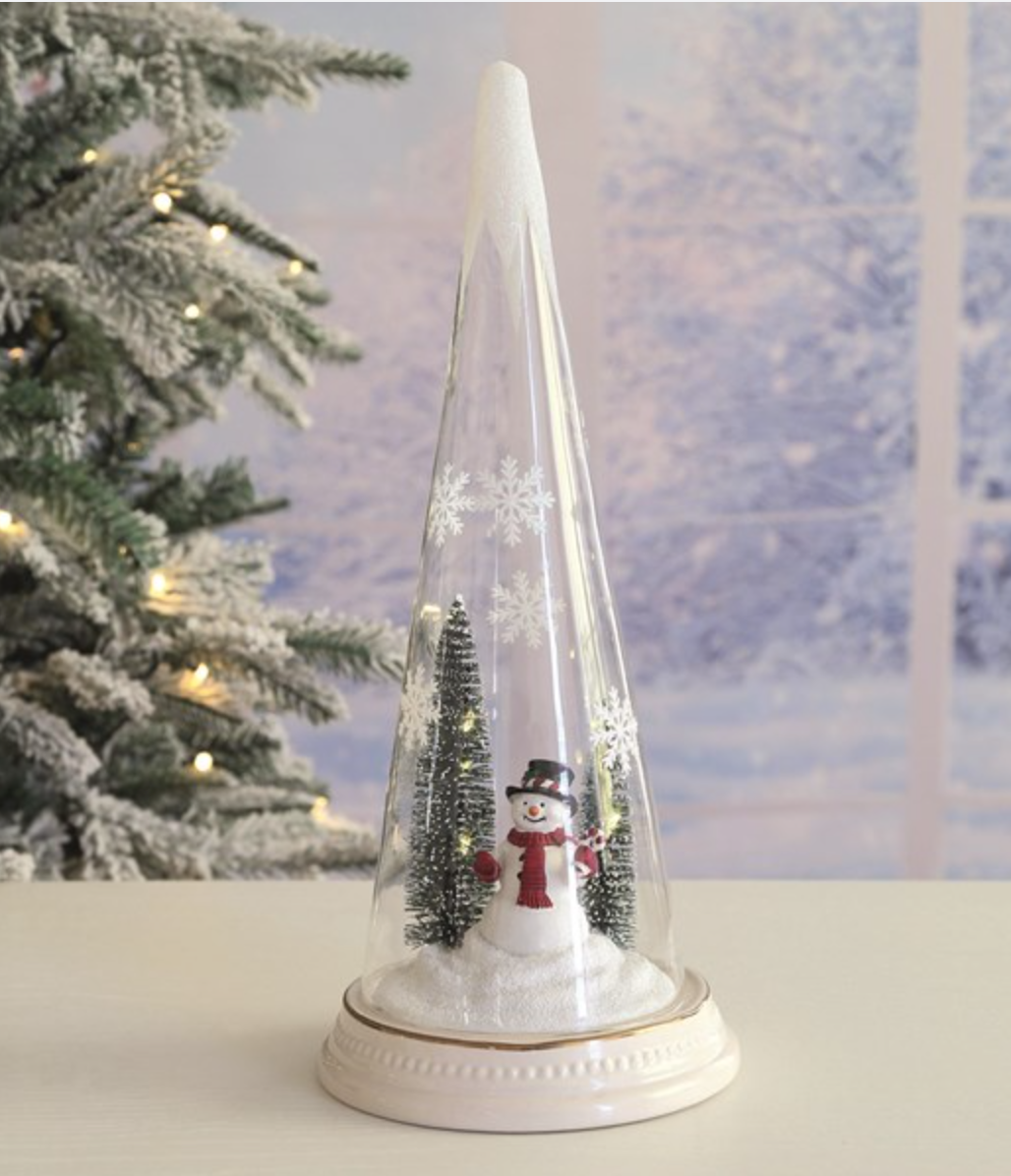 LED Snowman Glass Tree Decoration 28cm