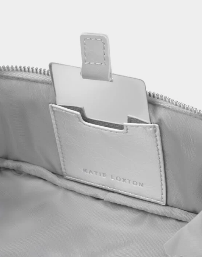 Katie Loxton | Silver Patent Crackle Fold Out Makeup Bag With Mirror
