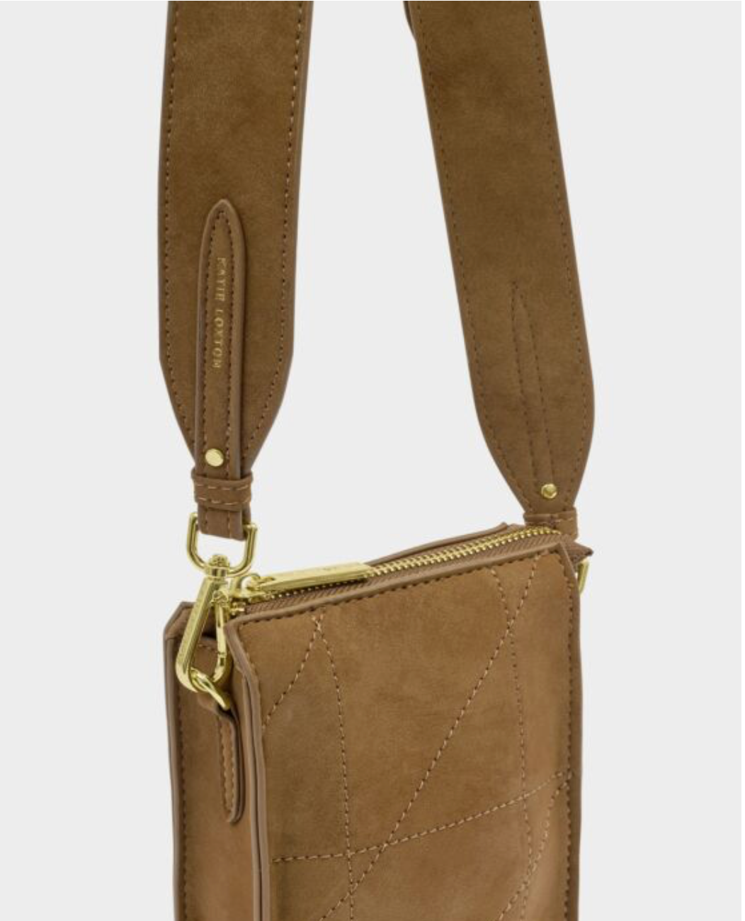 Katie Loxton | Caramel Avery Slim Quilted Suedette Crossbody Bag