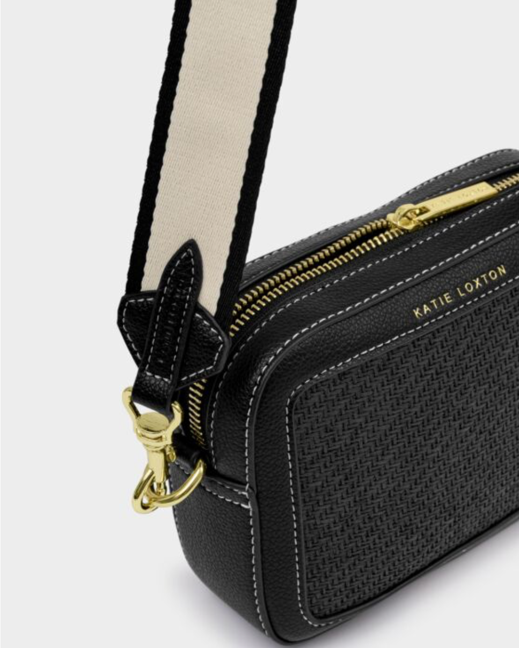 Katie Loxton | Black Avery Raffia Small Crossbody Bag