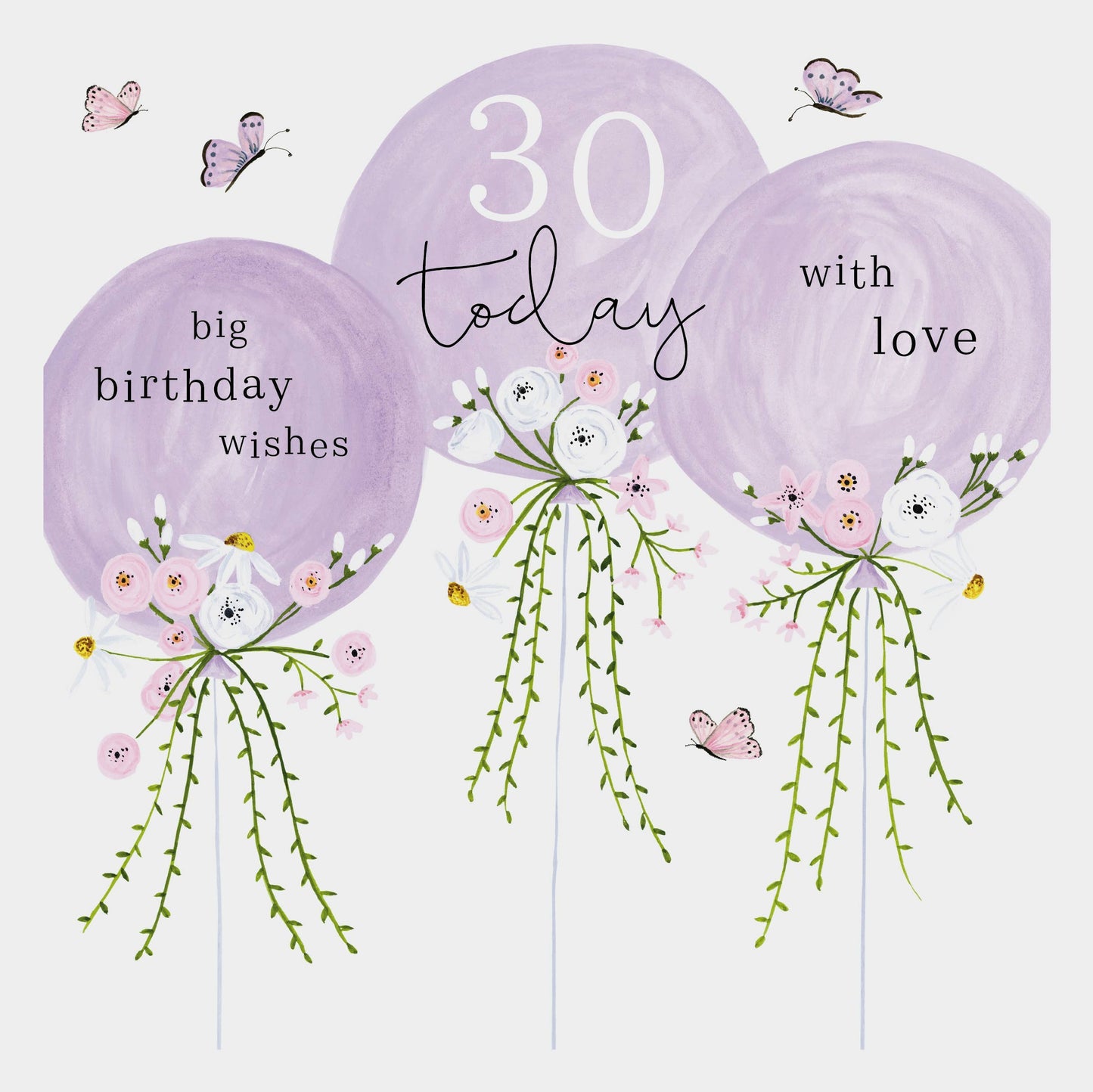 Card - 30 Today Big Birthday Wishes - 3 Balloons