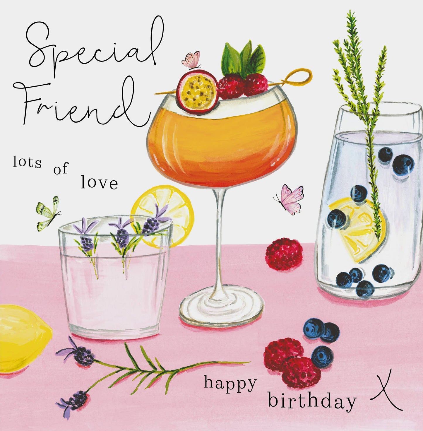 Card - Special Friend Happy Birthday - Cocktail Glasses