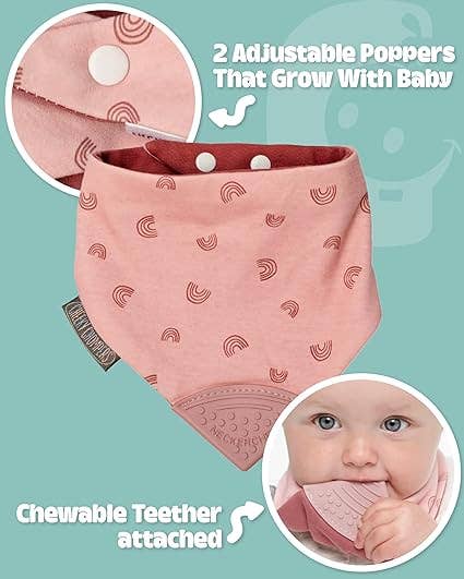 Rainbow Rose Neckerchew - Teething Dribble Bib