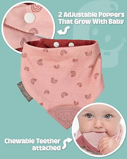 Rainbow Rose Neckerchew - Teething Dribble Bib