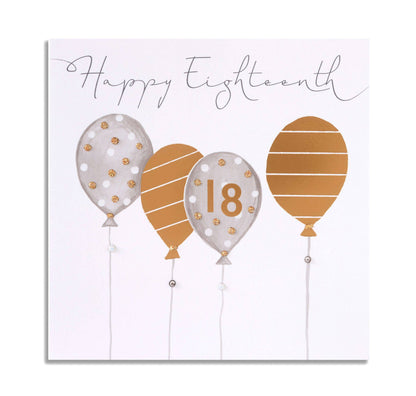 Card - Happy Eighteenth - 4 Balloons