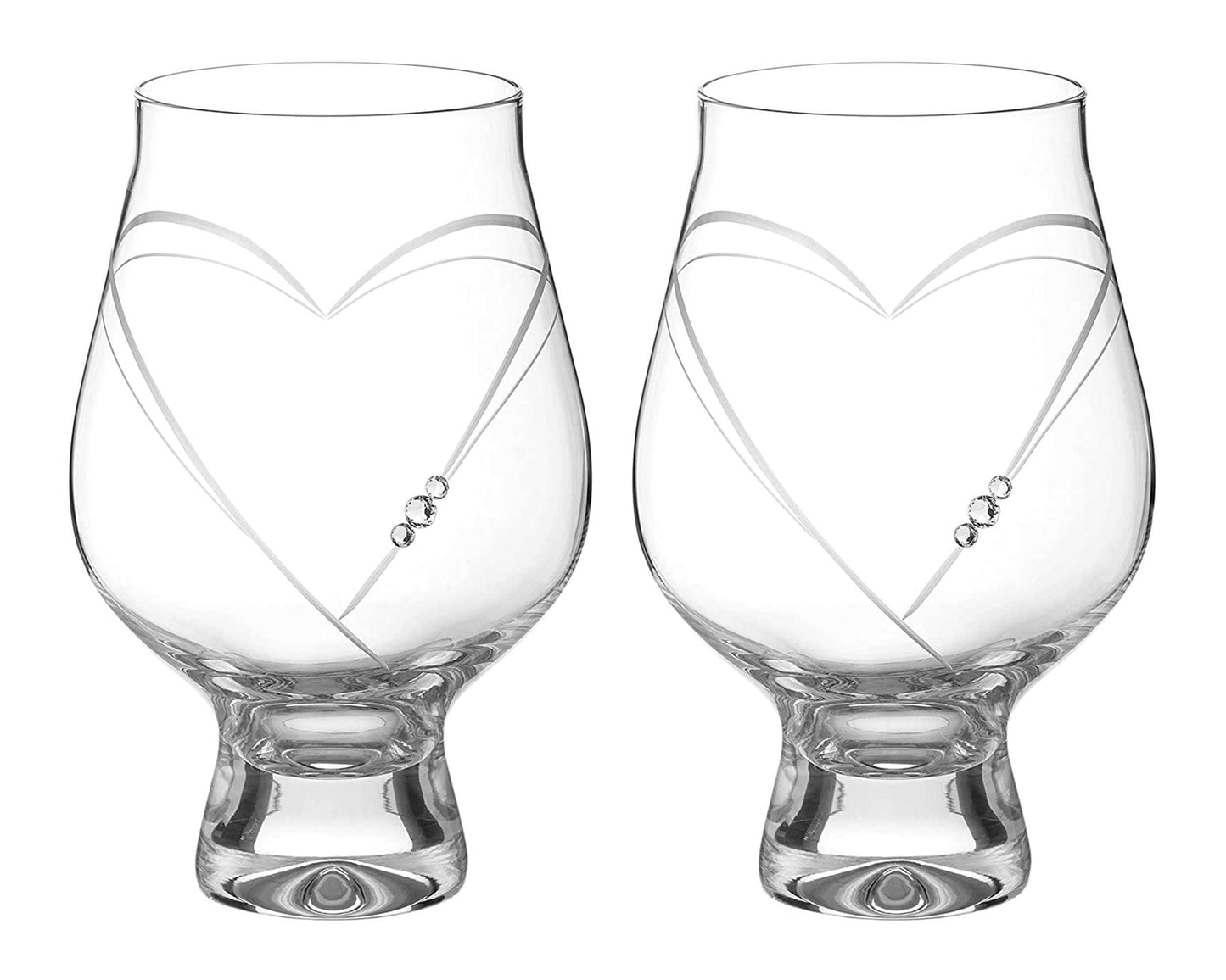 Diamante Gin Goblets - 'hearts' Crystal Gin And Tonic Glass