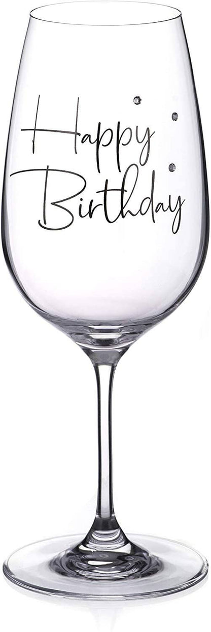 Diamante Swarovski"happy Birthday" Wine Glass – Single Crys