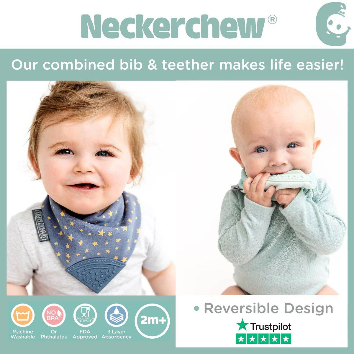 Rainbow Rose Neckerchew - Teething Dribble Bib