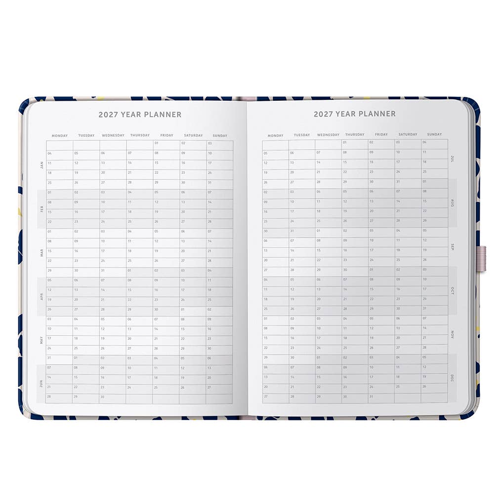 A5 Day a Page Diary 2027 Navy Animal Spot - Busy B