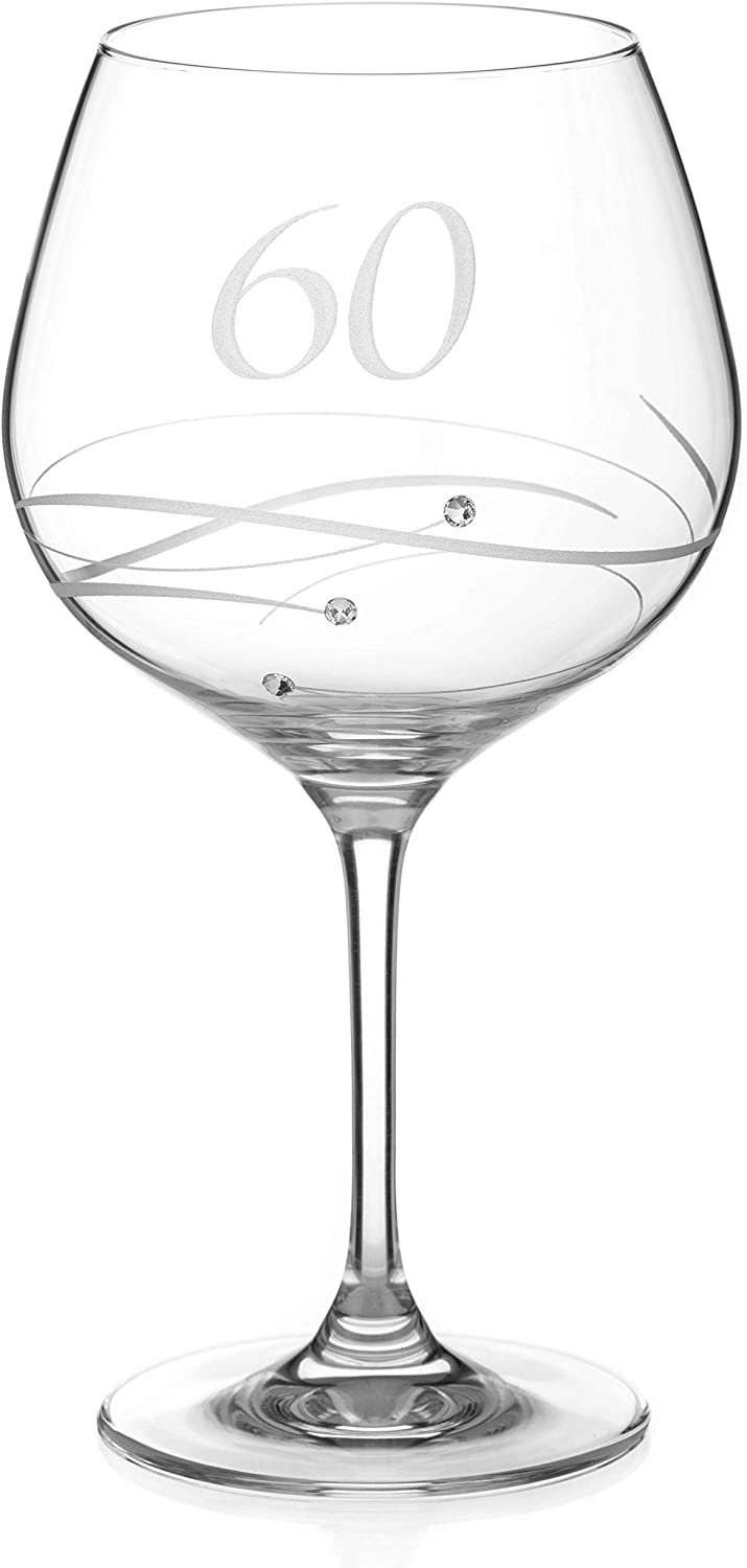 60th Birthday Crystal Gin Glass Adorned With Swarovski Crys