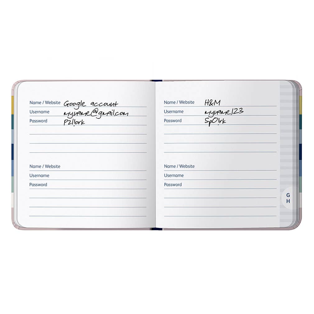 Password Book | Small Password Organiser | Stripe Design