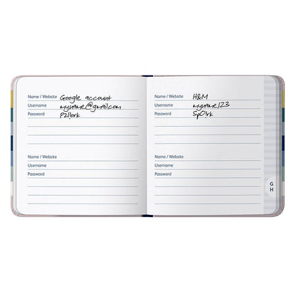 Password Book | Small Password Organiser | Stripe Design