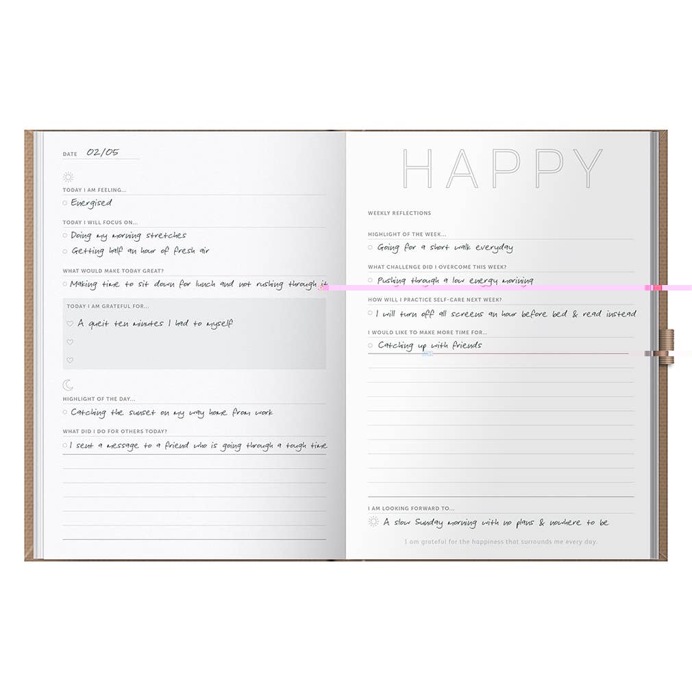 Gratitude Journal - 6 Month Undated Planner - Fabric Cover
