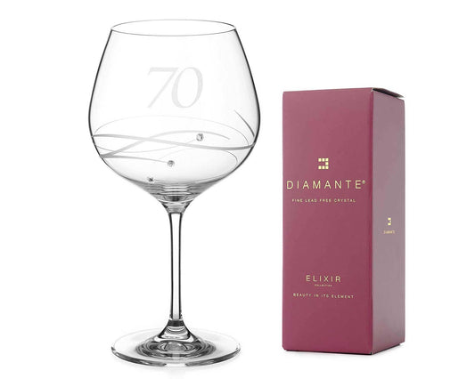 70th Birthday Gin Glass Adorned With Swarovski Crystals - S