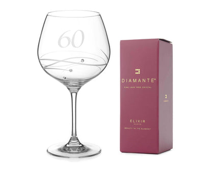 60th Birthday Crystal Gin Glass Adorned With Swarovski Crys
