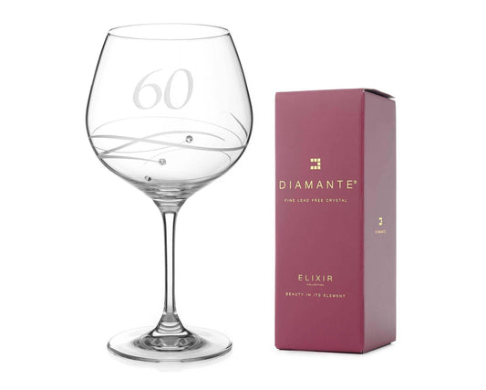 60th Birthday Crystal Gin Glass Adorned With Swarovski Crys