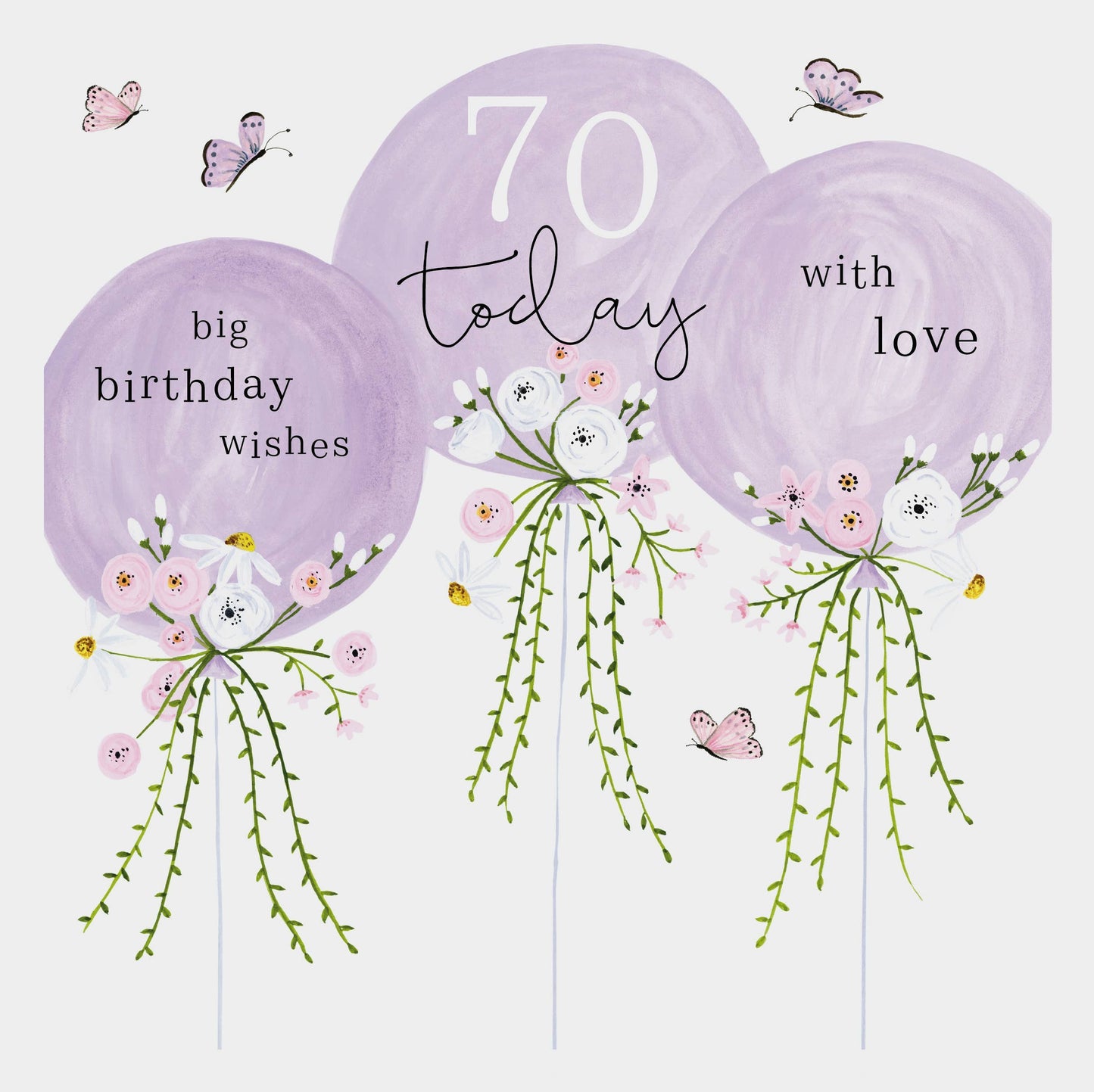 Card - 70 Today Big Birthday Wishes - 3 Balloons