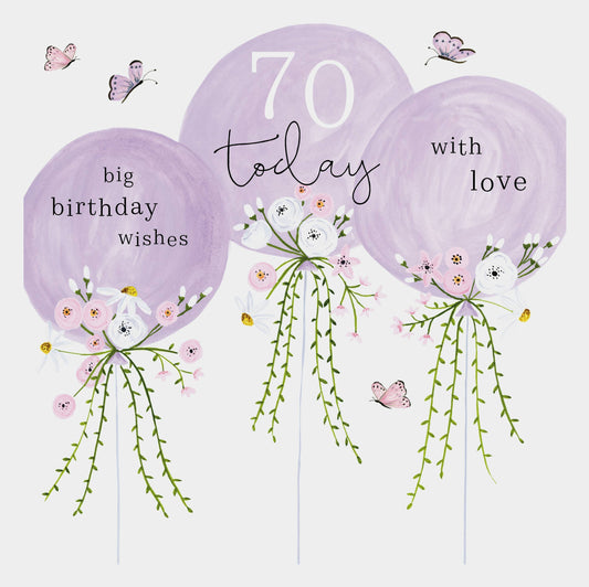 Card - 70 Today Big Birthday Wishes - 3 Balloons