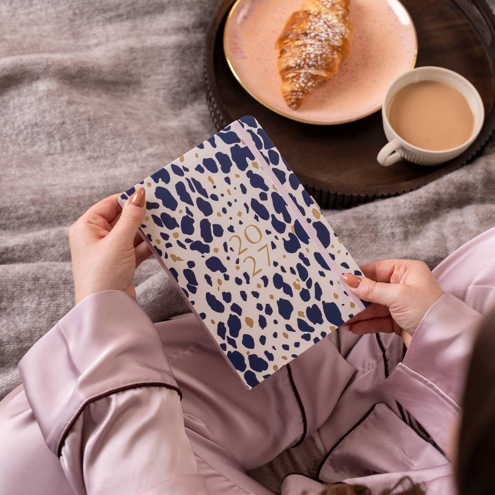 A5 Day a Page Diary 2027 Navy Animal Spot - Busy B