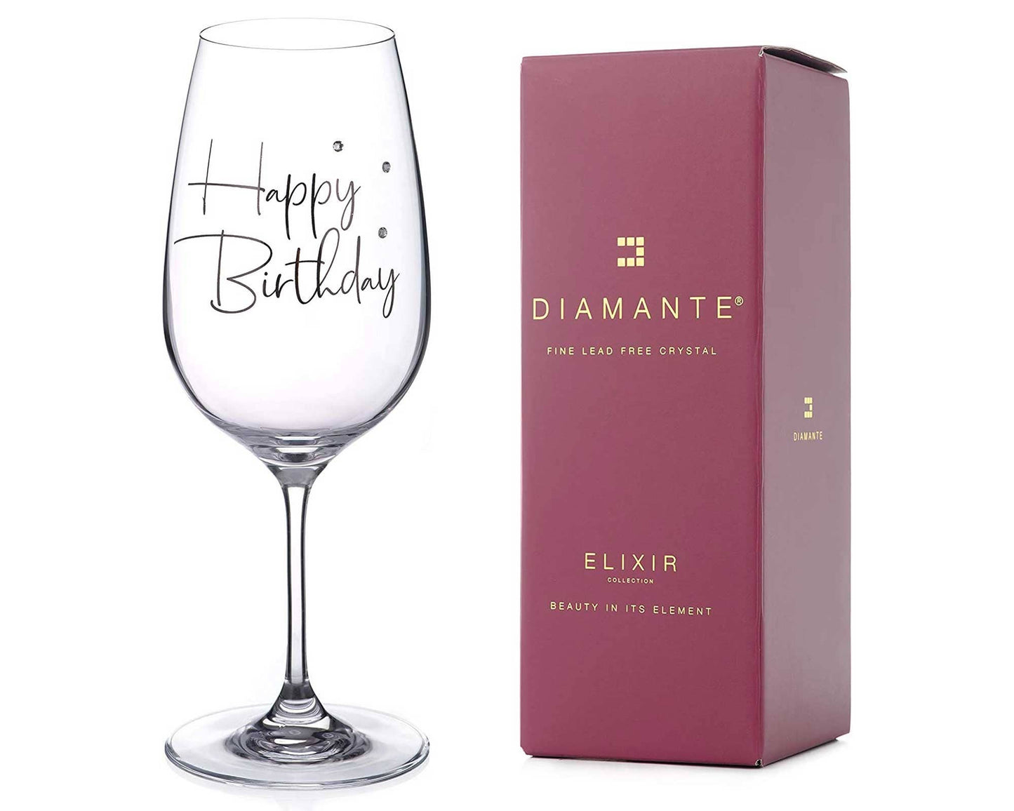 Diamante Swarovski"happy Birthday" Wine Glass – Single Crys