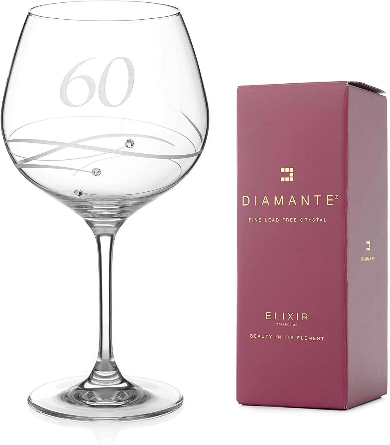 60th Birthday Crystal Gin Glass Adorned With Swarovski Crys