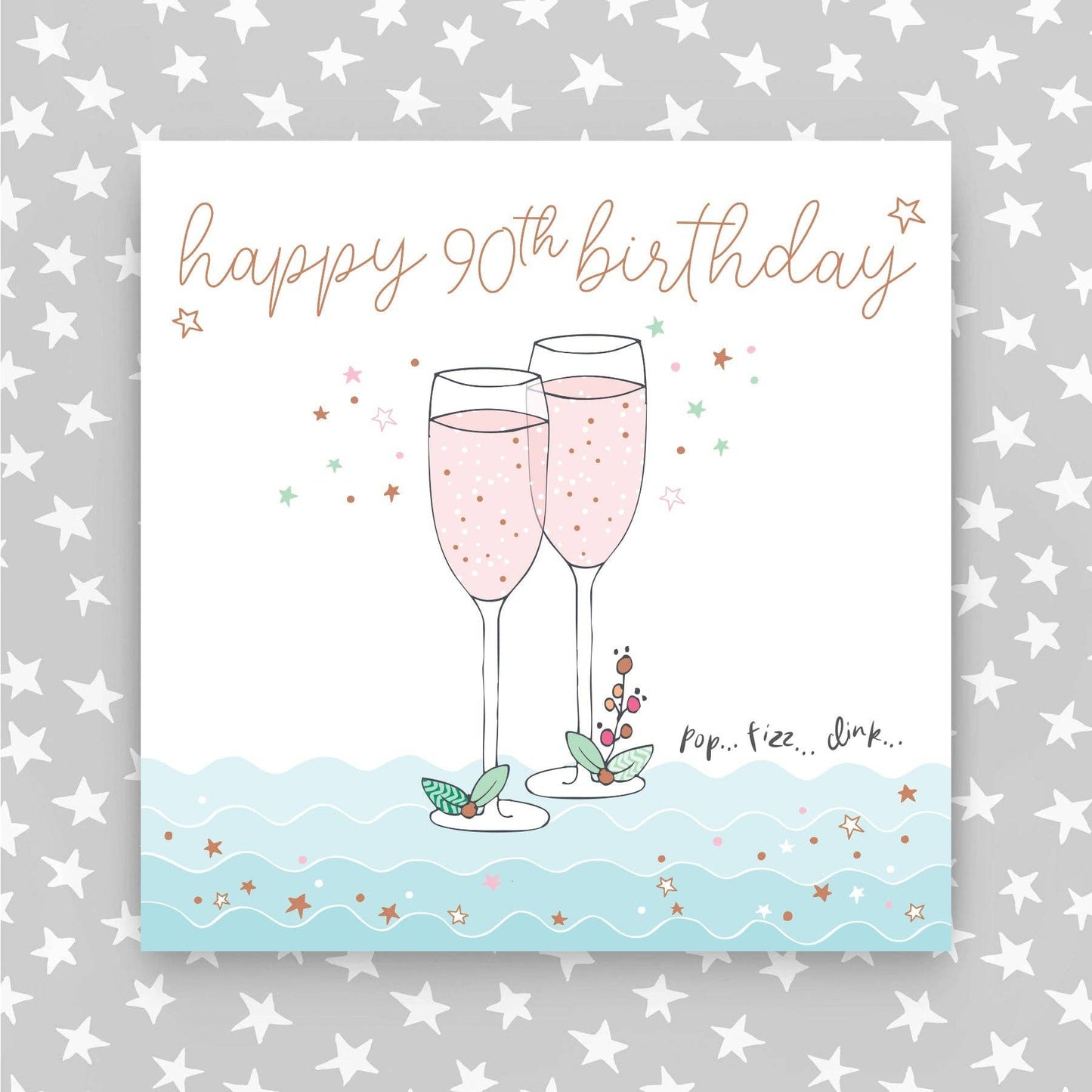 Happy 90th Birthday - Champagne Flutes Greetings Card (MA23)