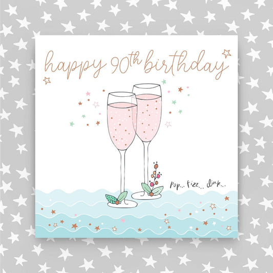 Happy 90th Birthday - Champagne Flutes Greetings Card (MA23)
