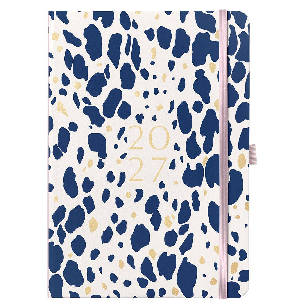 A5 Day a Page Diary 2027 Navy Animal Spot - Busy B