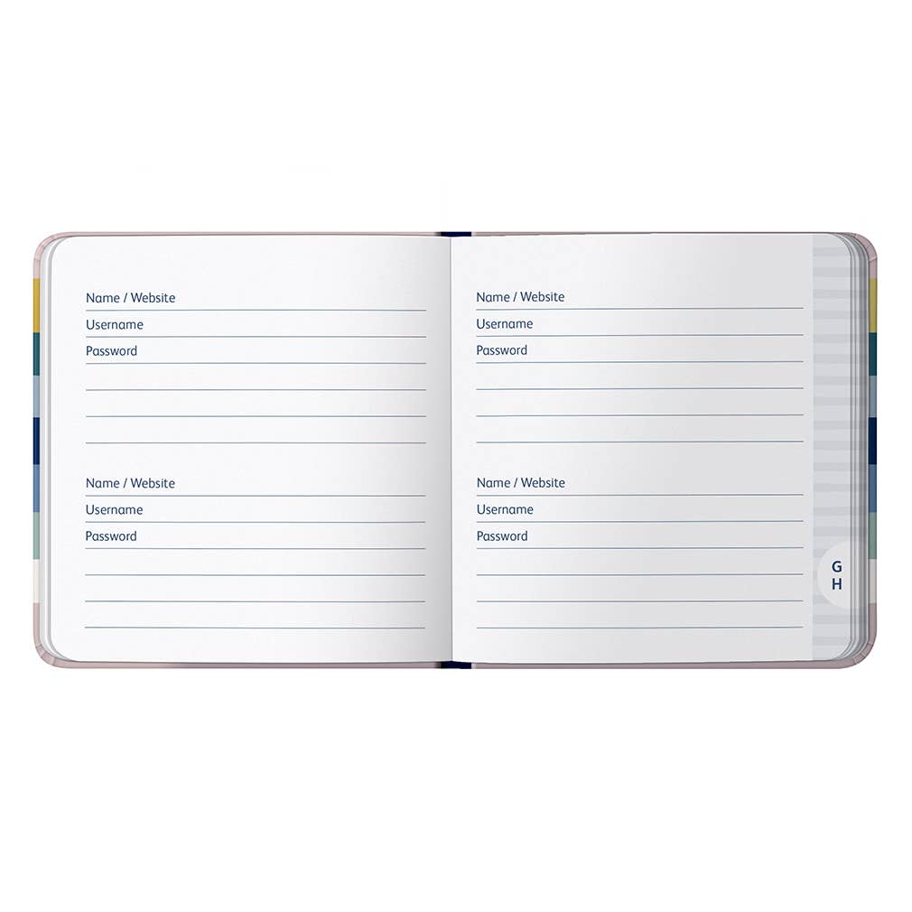 Password Book | Small Password Organiser | Stripe Design
