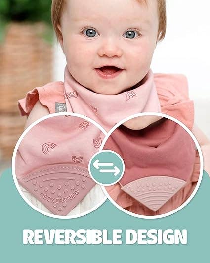 Rainbow Rose Neckerchew - Teething Dribble Bib