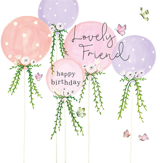 Card - Lovely Friend Happy Birthday - 5 Balloons