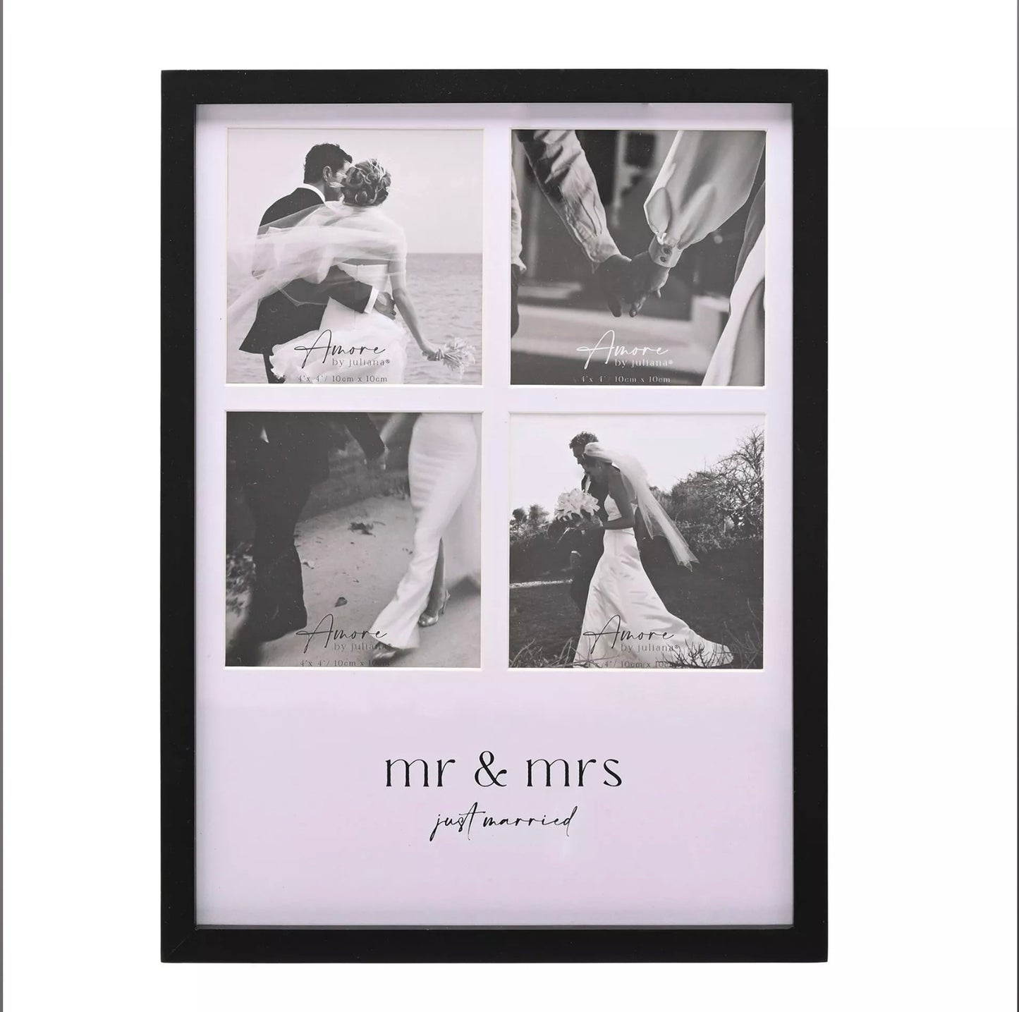 Amore Black Multi Aperture Photo Frame | Mr & Mrs