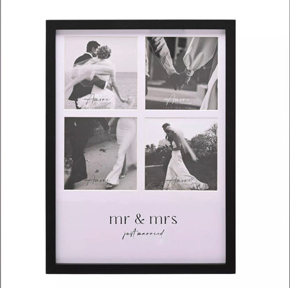 Amore Black Multi Aperture Photo Frame | Mr & Mrs
