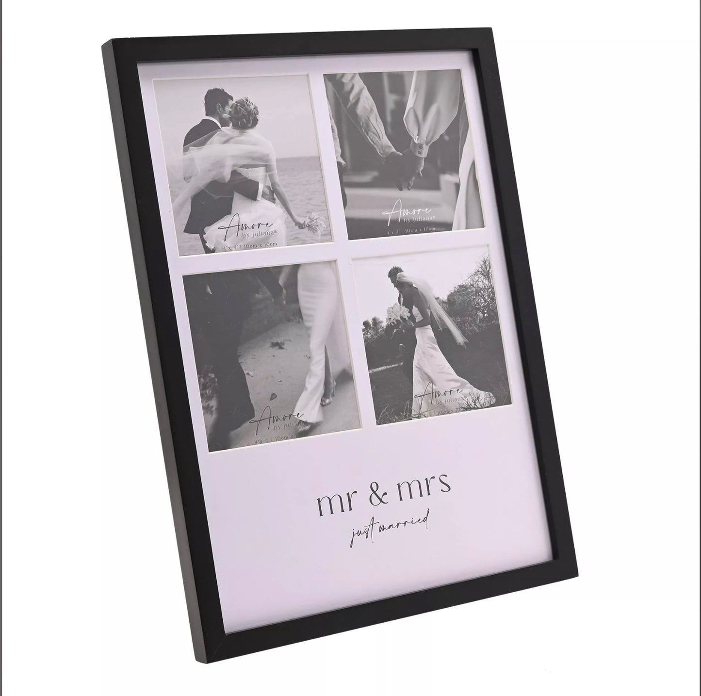 Amore Black Multi Aperture Photo Frame | Mr & Mrs