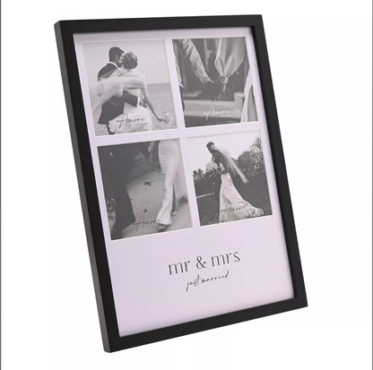 Amore Black Multi Aperture Photo Frame | Mr & Mrs