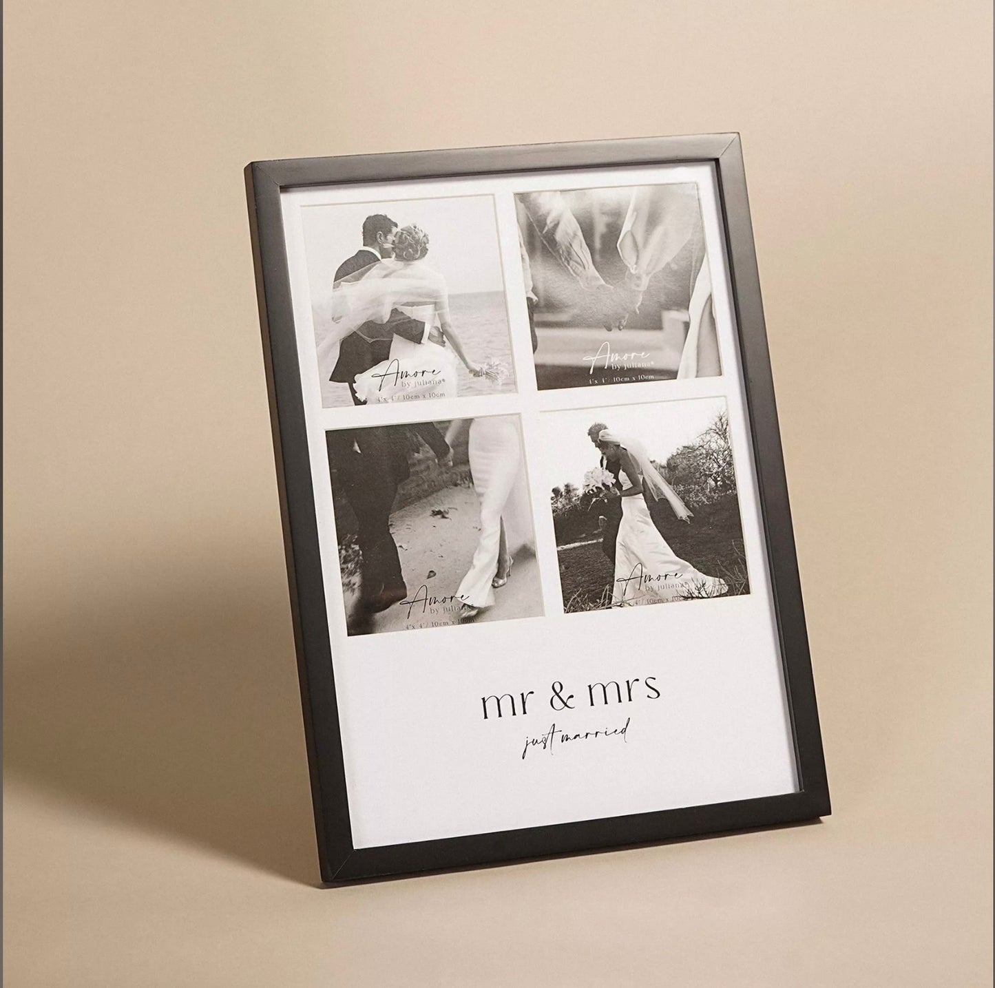 Amore Black Multi Aperture Photo Frame | Mr & Mrs