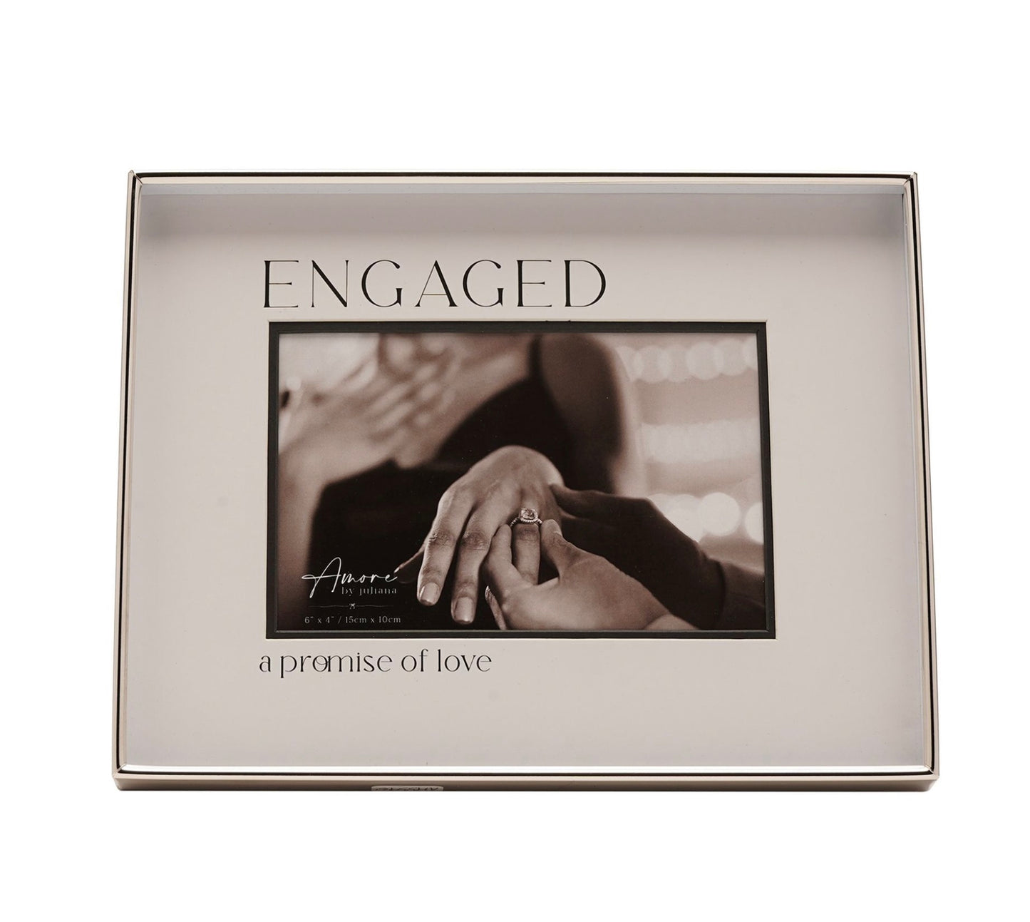 Amore Silver & Black Photo Frame | Engaged 6x4"